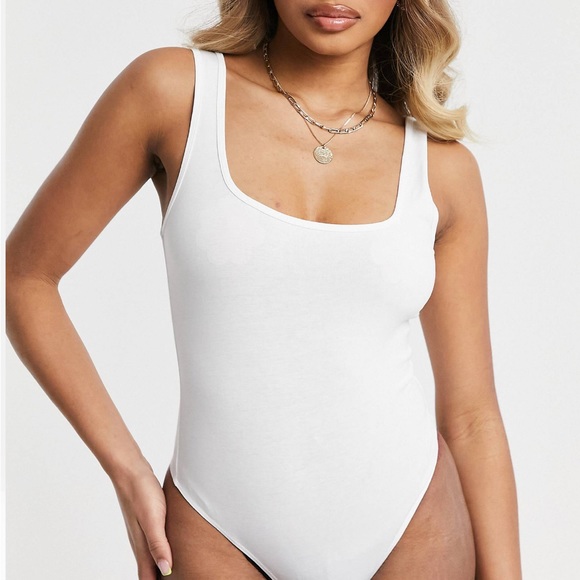 ASOS White Scoop Neck Bodysuit - Picture 1 of 3